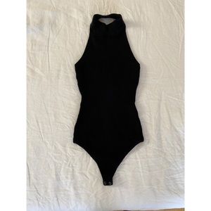 A&F | black halter sweater knit body suit